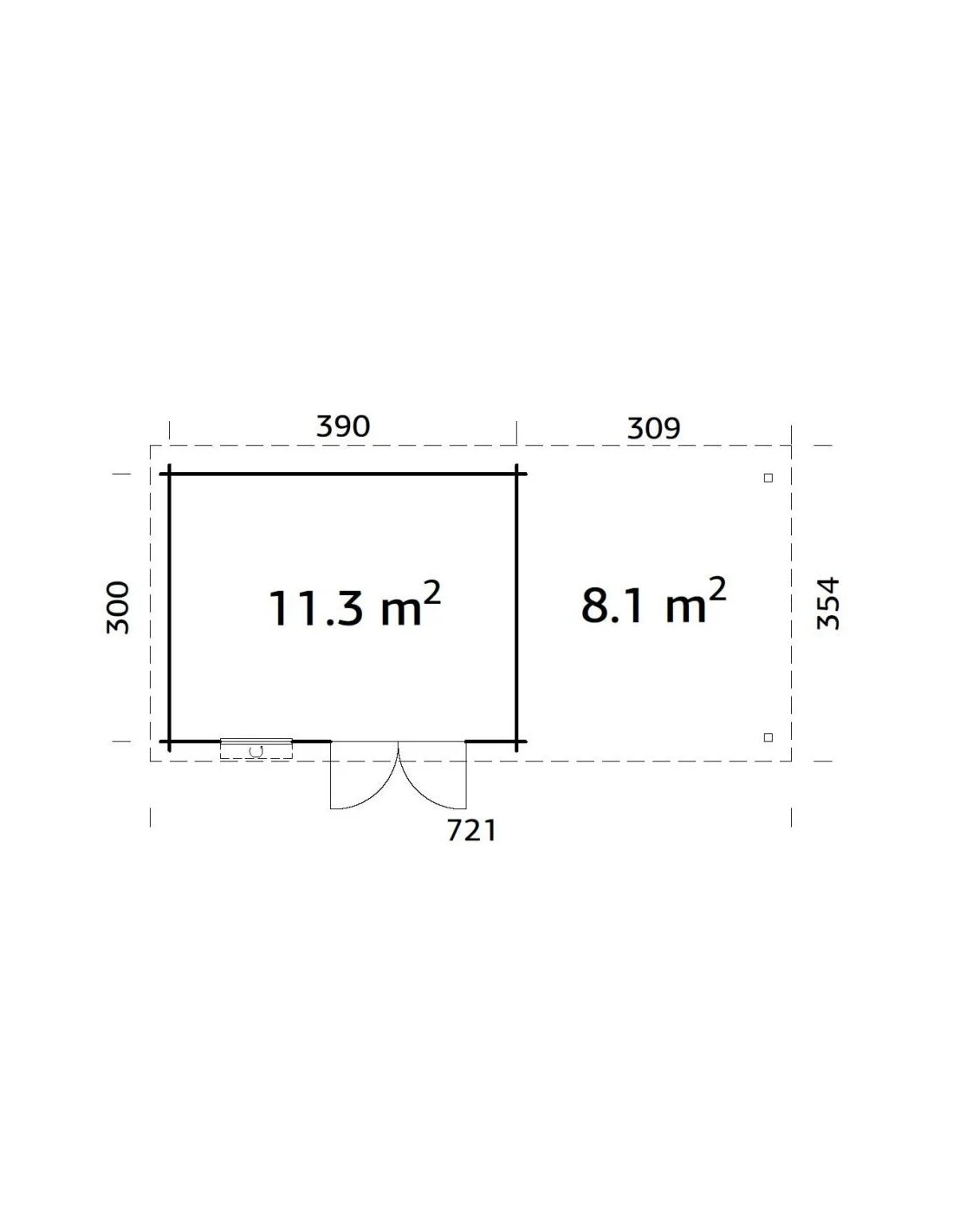 Abri De Jardin Elsa 11.7 M² + Auvent 8.1 M En Bois Massif 28 Mm 4 Abri De Jardin Elsa 11.7 M² + Auvent 8.1 M En Bois Massif 28 Mm – Image 4