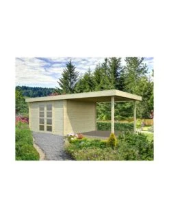Abri De Jardin Elsa 9.9 M² + Avancée De 3.1 En Bois Massif 28 Mm