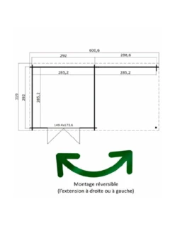 Abri De Jardin Mouny 8.5m² + Auvent 8.5 M² En Bois Massif 34 Mm -Extérieur Meubles Magasin abri de jardin mouny 85m auvent 85 m en bois massif 34 mm 1