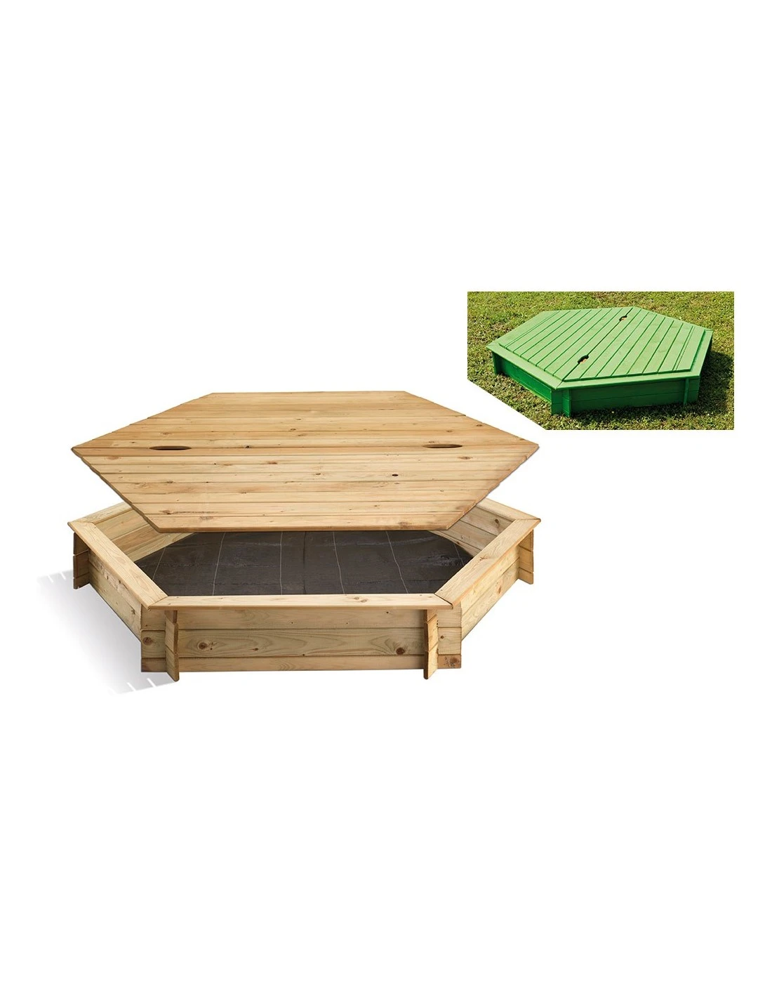 Bac à Sable Hexagonale Avec Couvercle - 180 X180 X 25 Cm 2 Bac à Sable Hexagonale Avec Couvercle - 180 X180 X 25 Cm – Image 2