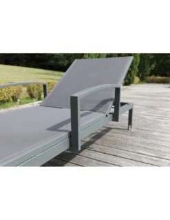 Bain De Soleil Thema Avec Roues En Aluminium 5 Positions - Grey / Gris -Extérieur Meubles Magasin bain de soleil thema avec roues en aluminium 5 positions 2