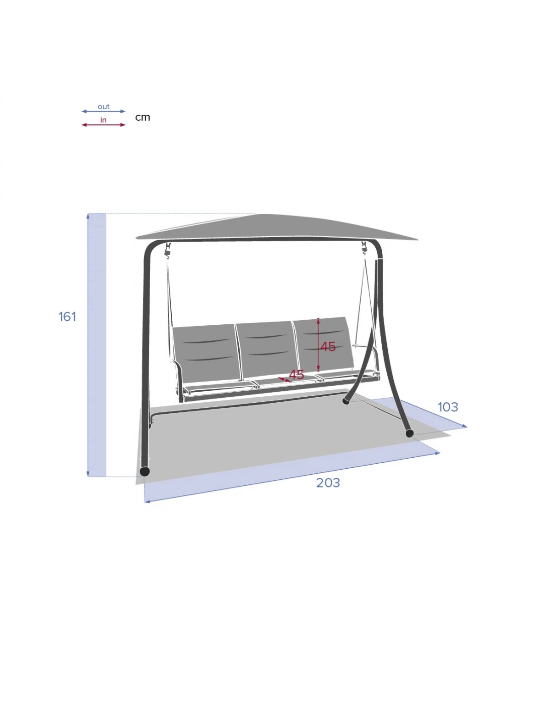 Balancelle De Jardin LAKO 3 Places - Polyester Et Acier 6 Balancelle De Jardin LAKO 3 Places - Polyester Et Acier – Image 6