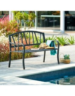 Banc De Jardin Alvernia 3 Places - Acier époxy Noir