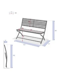 Banc De Jardin Olbia 3 Places Pliant Gris - L.122 X P.53 X H.88 Cm -Extérieur Meubles Magasin banc de jardin olbia 3 places pliant gris l122 x p53 x h88 cm 3