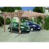 Carport Double ENZO Traité Autoclave Teinté Marron De 30 M²