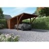 Carport LEON Traité Autoclave Teinté Marron De 16+7 M²