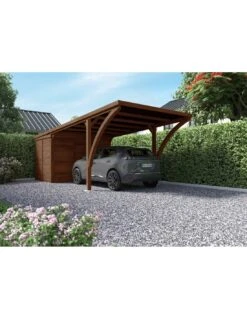 Carport LEON Traité Autoclave Teinté Marron De 16+7 M²