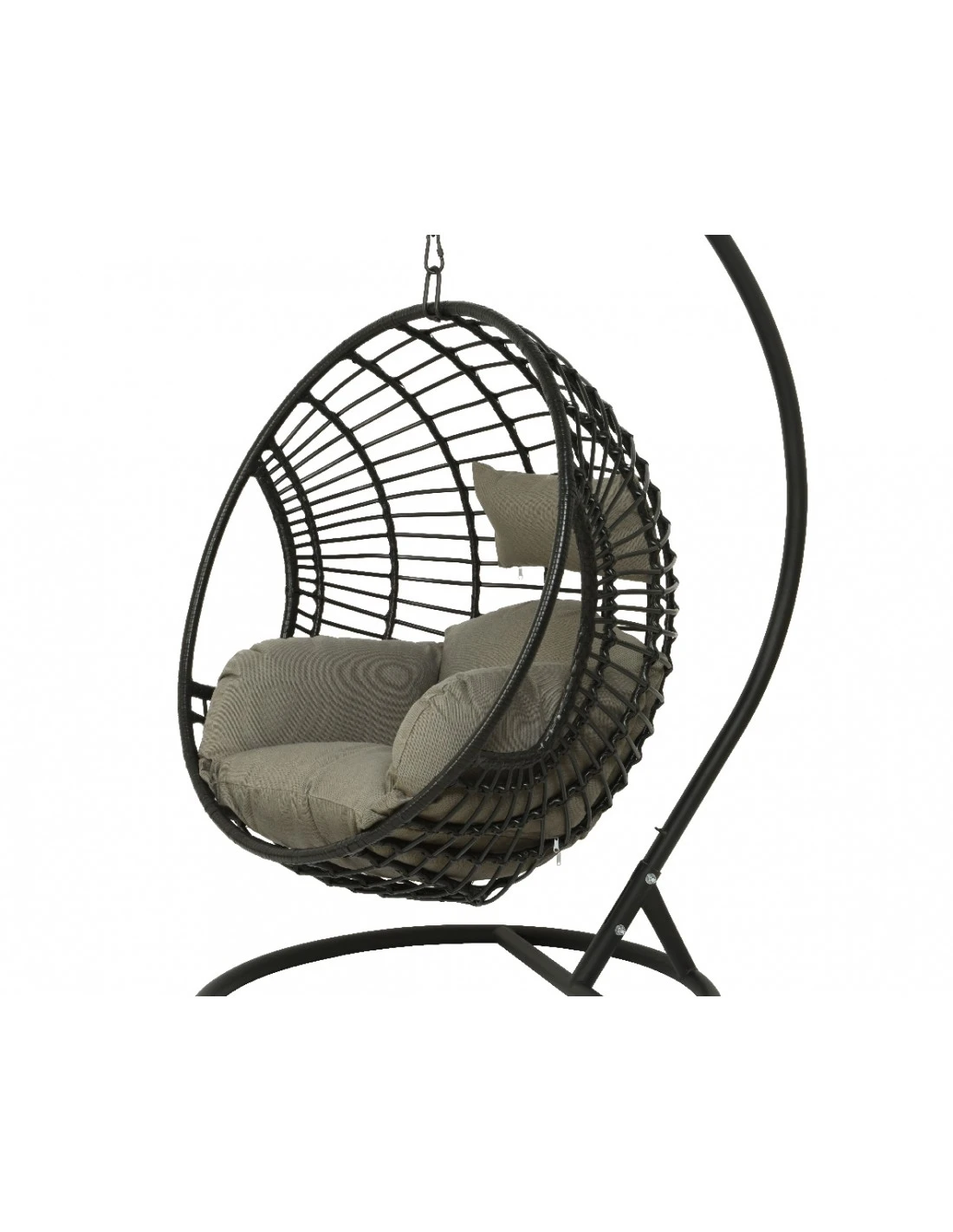 Fauteuil œuf Suspendu LONDON - Acier époxy Et Résine Tressée 4 Fauteuil œuf Suspendu LONDON - Acier époxy Et Résine Tressée – Image 4