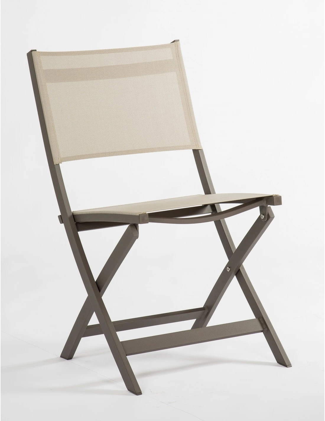 Chaise Pliante Joe Stern Taupe Textilène Crème 1 Chaise Pliante Joe Stern Taupe Textilène Crème