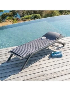 Coussin De Transat Enroulé 180 X 60 Cm - Ardoise -Extérieur Meubles Magasin coussin de transat enroule 180 x 60 cm ardoise 4