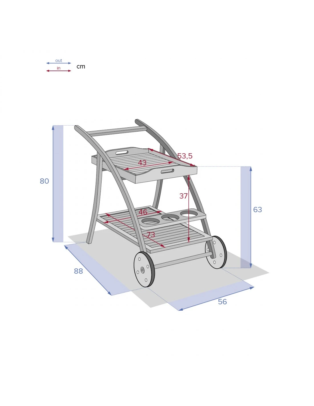 Desserte De Jardin TIWI Acacia Avec Plateau Amovible 4 Desserte De Jardin TIWI Acacia Avec Plateau Amovible – Image 4