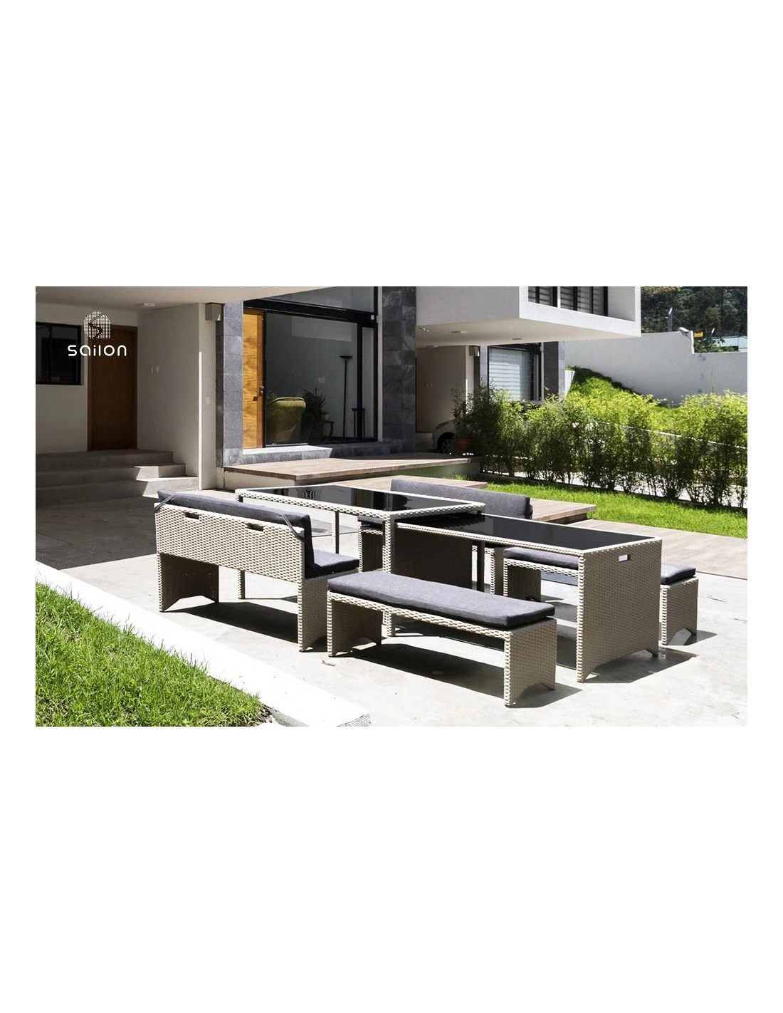 Ensemble Repas Encastrable Boston 12 Personnes En Résine Tressée 1 Ensemble Repas Encastrable Boston 12 Personnes En Résine Tressée