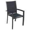 Fauteuil De Jardin Allure Empilable - Aluminium Et Texaline Matelassée - Graphite / Poivre