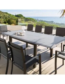 Fauteuil De Jardin Allure Empilable - Aluminium Et Texaline Matelassée - Graphite / Poivre -Extérieur Meubles Magasin fauteuil de jardin allure empilable aluminium et texaline matelassee graphite poivre 5