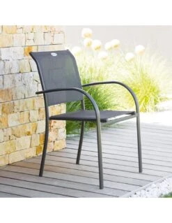 Fauteuil De Jardin Piazza Empilable - Aluminium Graphite - Graphite / Anthracite -Extérieur Meubles Magasin fauteuil de jardin piazza empilable aluminium graphite graphite anthracite 2