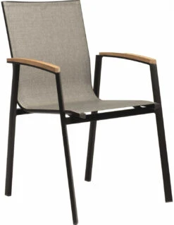 Fauteuil New Top - Noir Mat Textilène Gris Lin