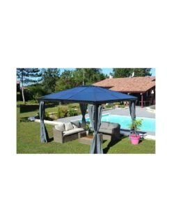 Jeu De 4 Rideaux De Tonnelle Jade - Polyester Gris -Extérieur Meubles Magasin jeu de 4 rideaux de tonnelle jade polyester gris 2