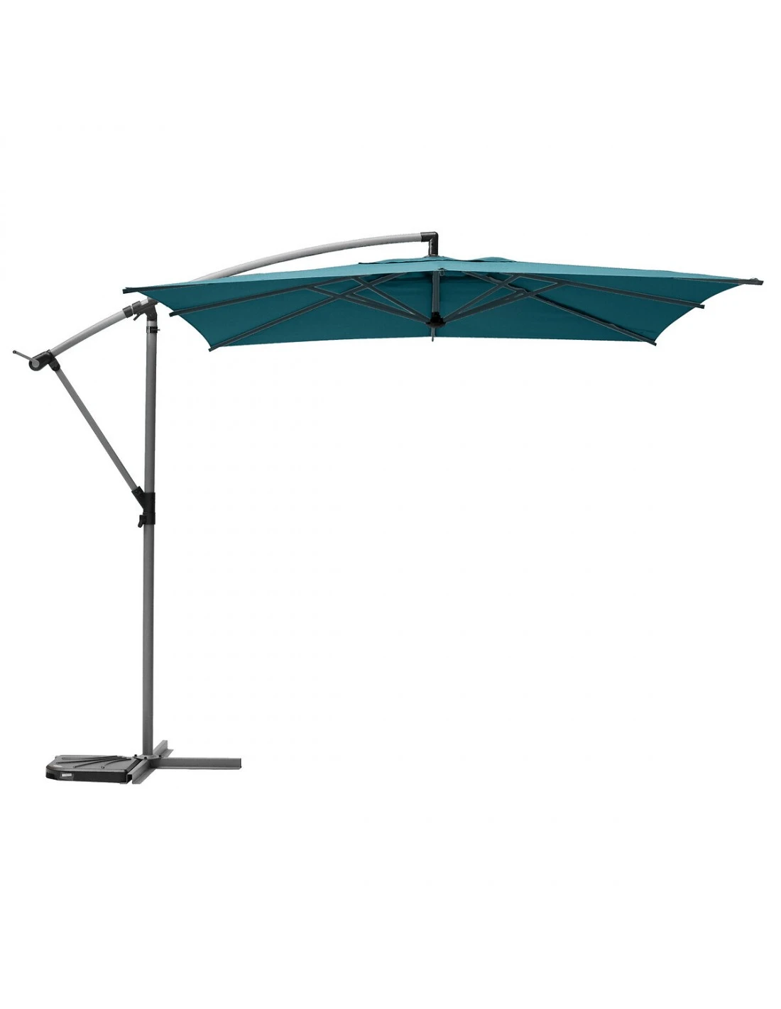 Parasol Déporté Carré Manoa 2.5x2.5 M - Acier Et Polyester - Bleu Canard 2 Parasol Déporté Carré Manoa 2.5x2.5 M - Acier Et Polyester - Bleu Canard – Image 2