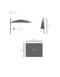 Parasol Déporté Eléa 3 X 4 M Multi-toiles Ardoise -Extérieur Meubles Magasin parasol deporte elea 3 x 4 m multi toiles ardoise 6