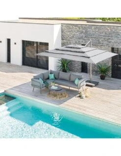 Parasol Déporté Eléa 3 X 4 M Multi-toiles Ardoise -Extérieur Meubles Magasin parasol deporte elea 3 x 4 m multi toiles ardoise 7