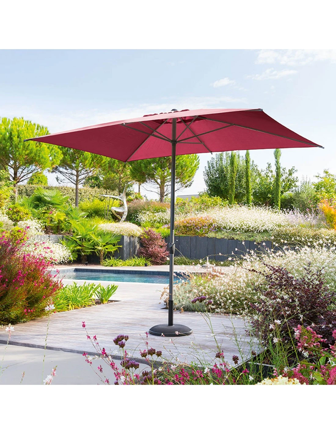 Parasol Droit Loompa Rectangulaire 2 X 3 M à Manivelle - Bordeaux 2 Parasol Droit Loompa Rectangulaire 2 X 3 M à Manivelle - Bordeaux – Image 2