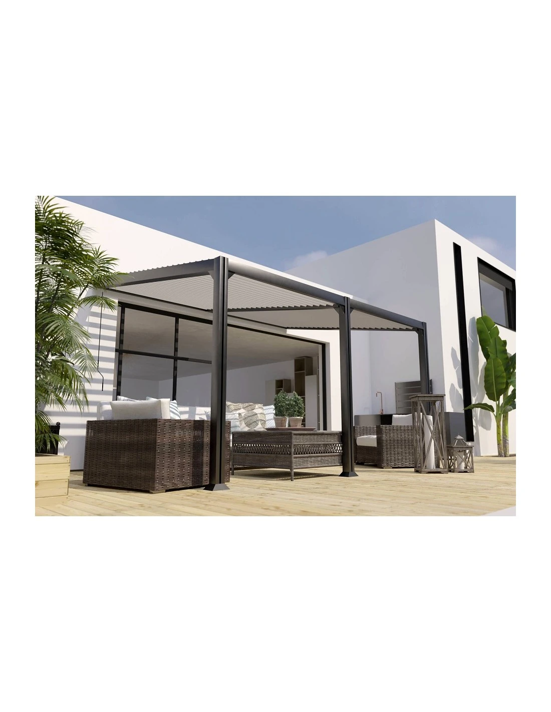Pergola Adossée Bioclimatique MELBOURNE 3x4 M En Aluminium 1 Pergola Adossée Bioclimatique MELBOURNE 3x4 M En Aluminium