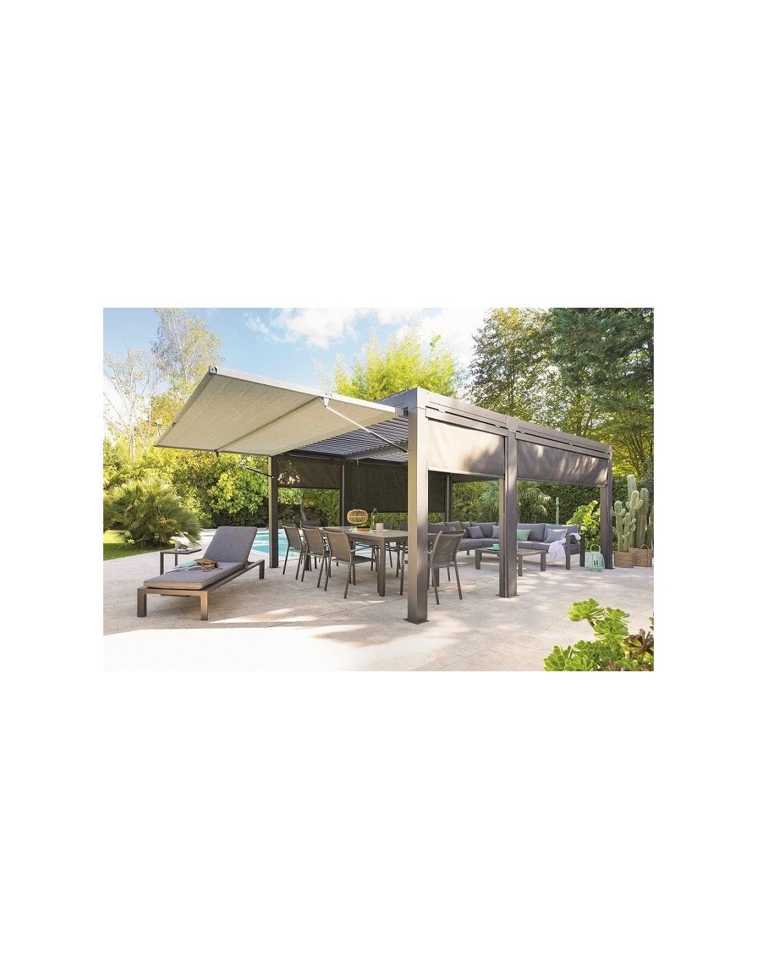 Pergola MAJAE Bioclimatique En Aluminium Anthracite 3.60 X 3.60 M 1 Pergola MAJAE Bioclimatique En Aluminium Anthracite 3.60 X 3.60 M