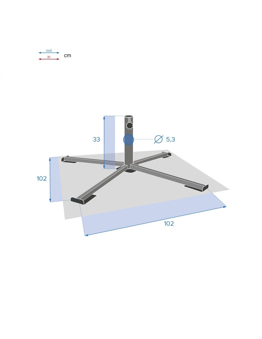 Pied De Parasol Pliant - L.102 X P.102 X H.30 Cm 5 Pied De Parasol Pliant - L.102 X P.102 X H.30 Cm – Image 5