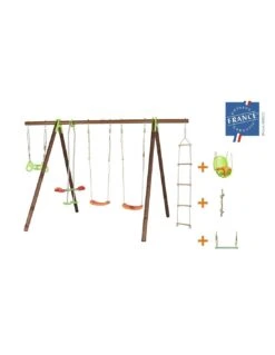 Portique BAYANO Bois Et Métal 2.3 M Avec Balançoires - Enfants 3/12 Ans