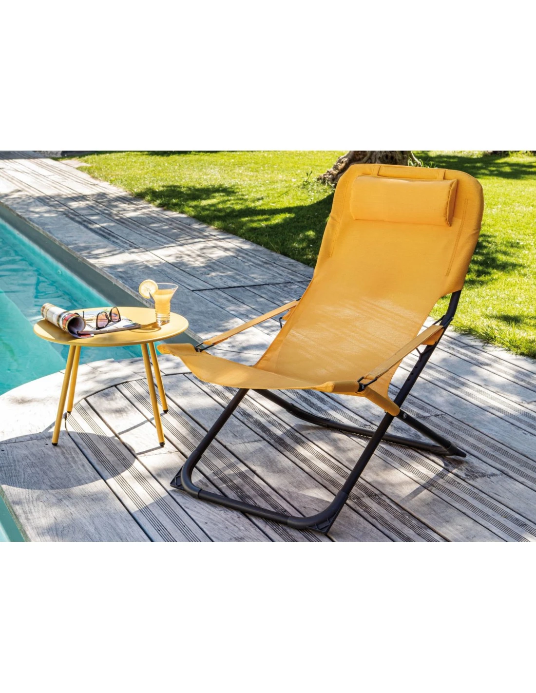 Relax De Jardin Pliant Easy - Graphite / Moutarde 2 Relax De Jardin Pliant Easy - Graphite / Moutarde – Image 2