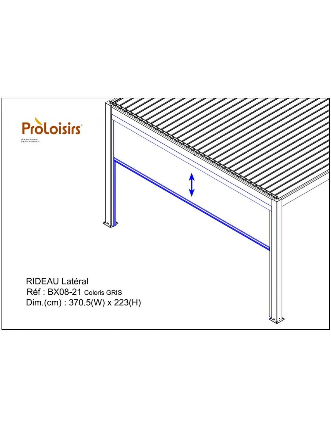 Rideau Store Pour Tonnelle Autoportée 4 Mètres Zéphir, Eris Ou Star - Grey / Gris 5 Rideau Store Pour Tonnelle Autoportée 4 Mètres Zéphir, Eris Ou Star - Grey / Gris – Image 5