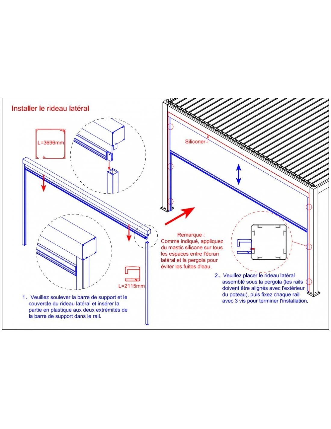 Rideau Store Pour Tonnelle Autoportée 4 Mètres Zéphir, Eris Ou Star - Blanc / Perle 6 Rideau Store Pour Tonnelle Autoportée 4 Mètres Zéphir, Eris Ou Star - Blanc / Perle – Image 6