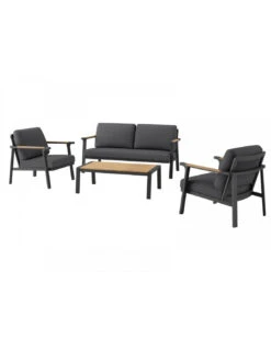 Salon De Jardin 4 Places Jade - Graphite/Oak/Gris