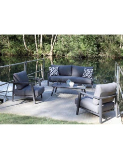 Salon De Jardin 4 Places Lava - Aluminium/Coussins Sundbrella- Graphite -Extérieur Meubles Magasin salon de jardin 4 places lava aluminiumcoussins sundbrella graphite 5