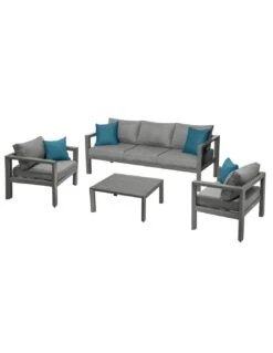 Salon De Jardin 5 Places Evasion - Aluminium Et Coussins Polyester - Graphite