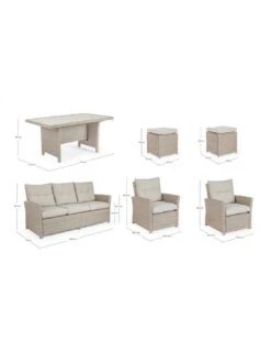 Salon De Jardin Ariel - 7 Places - Résine Synthétique Naturel -Extérieur Meubles Magasin salon de jardin ariel 7 places resine synthetique naturel 6
