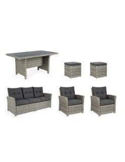 Salon De Jardin Ariel - Résine Tressée Grise - 7 Places -Extérieur Meubles Magasin salon de jardin ariel resine tressee grise 7 places 3