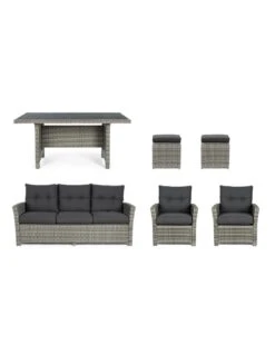 Salon De Jardin Ariel - Résine Tressée Grise - 7 Places -Extérieur Meubles Magasin salon de jardin ariel resine tressee grise 7 places 5