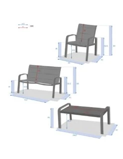 Salon De Jardin ELYN 4 Places - Aluminium Et Texaline - Vert Olive Et Graphite -Extérieur Meubles Magasin salon de jardin elyn 4 places aluminium et texaline vert olive et graphite 5