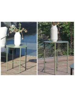 Salon De Jardin Noa 4 Places En Acier Vert Et Coussins Polyester -Extérieur Meubles Magasin salon de jardin noa 4 places en acier vert et coussins polyester 3