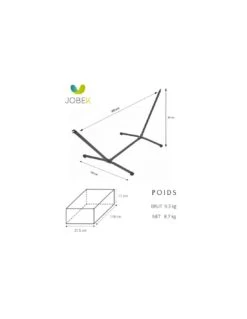 Set Hamac Metalik - Hamac Avec Support - Jobek - Turquoise Anthracite XL 140X300 -Extérieur Meubles Magasin set hamac metalik hamac avec support toile au choix jobek 3