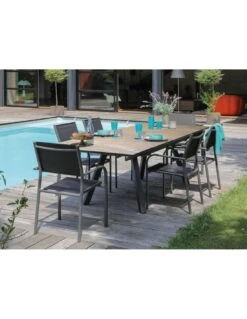 Table De Jardin Agra 150/200/250 Cm - Plateau à Lames HPL Fundermax - Graphite / Wood -Extérieur Meubles Magasin table de jardin agra 150200250 cm plateau a lames hpl fundermax graphite wood 2