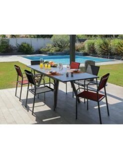 Table De Jardin AGRA Extensible 150/200/250 Cm - Aluminium Et Verre - Graphite / Gris -Extérieur Meubles Magasin table de jardin agra extensible 150200250 cm aluminium et verre graphite gris 2