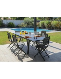 Table De Jardin AGRA Extensible 150/200/250 Cm - Aluminium Et Verre - Graphite / Perle -Extérieur Meubles Magasin table de jardin agra extensible 150200250 cm aluminium et verre graphite perle 2