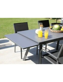 Table De Jardin AGRA Extensible 150/200/250 Cm - Aluminium Et Verre - Graphite / Perle -Extérieur Meubles Magasin table de jardin agra extensible 150200250 cm aluminium et verre graphite perle 3
