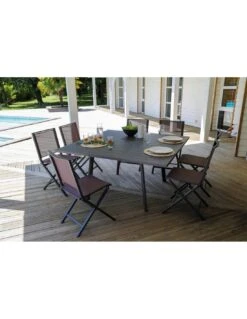 Table De Jardin Barcelona Carrée Extensible L.100/145 X P.145 Cm -Extérieur Meubles Magasin table de jardin barcelona carree extensible l100145 x p145 cm 3