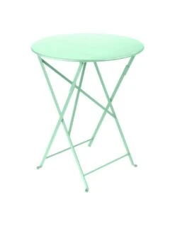 Table De Jardin Bistro D.60 Cm - Métal Ronde Pliante - Vert Opaline