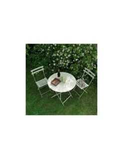 Table De Jardin Bistro D.77 Cm - Ronde Pliante Métal - Blanc Coton -Extérieur Meubles Magasin table de jardin bistro d77 cm ronde pliante metal 7