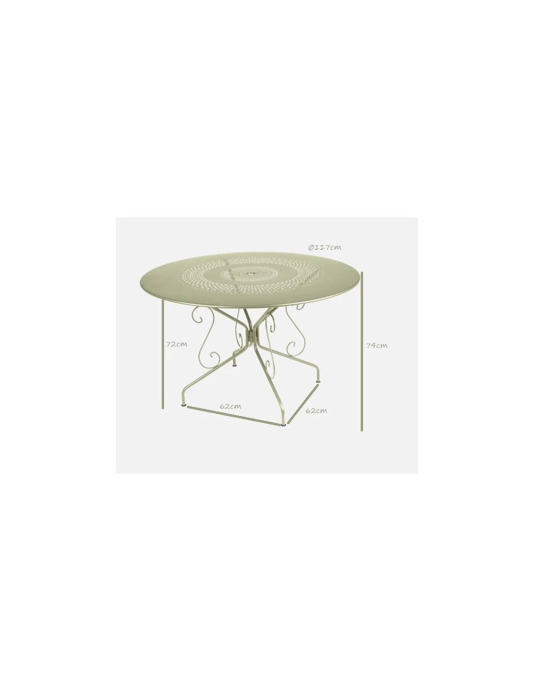 Table De Jardin Montmartre D.117 Cm - Métal Ronde - Vert Opaline 3 Table De Jardin Montmartre D.117 Cm - Métal Ronde - Vert Opaline – Image 3