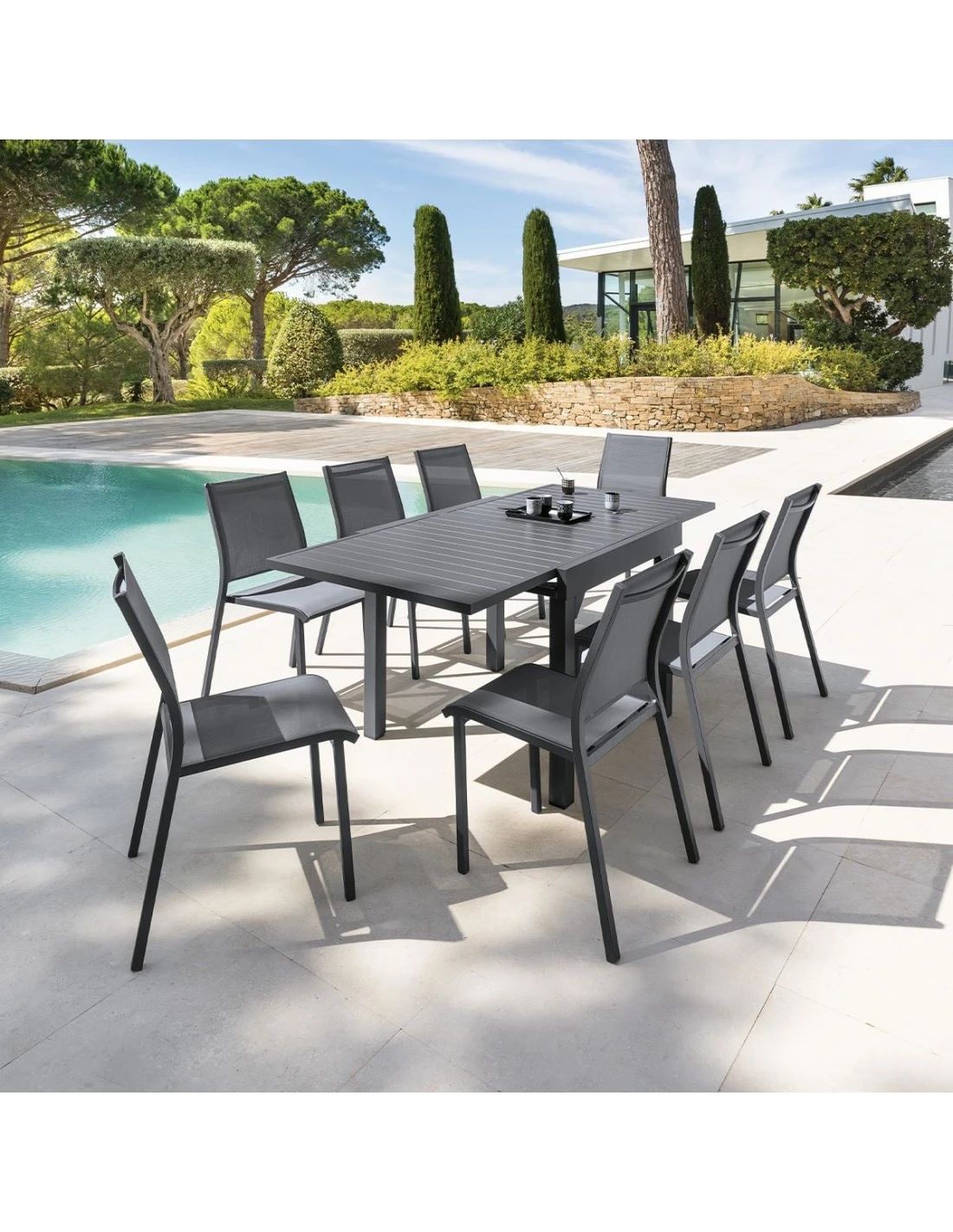 Table De Jardin Piazza Graphite Extensible 8 Places - Aluminium 1 Table De Jardin Piazza Graphite Extensible 8 Places - Aluminium
